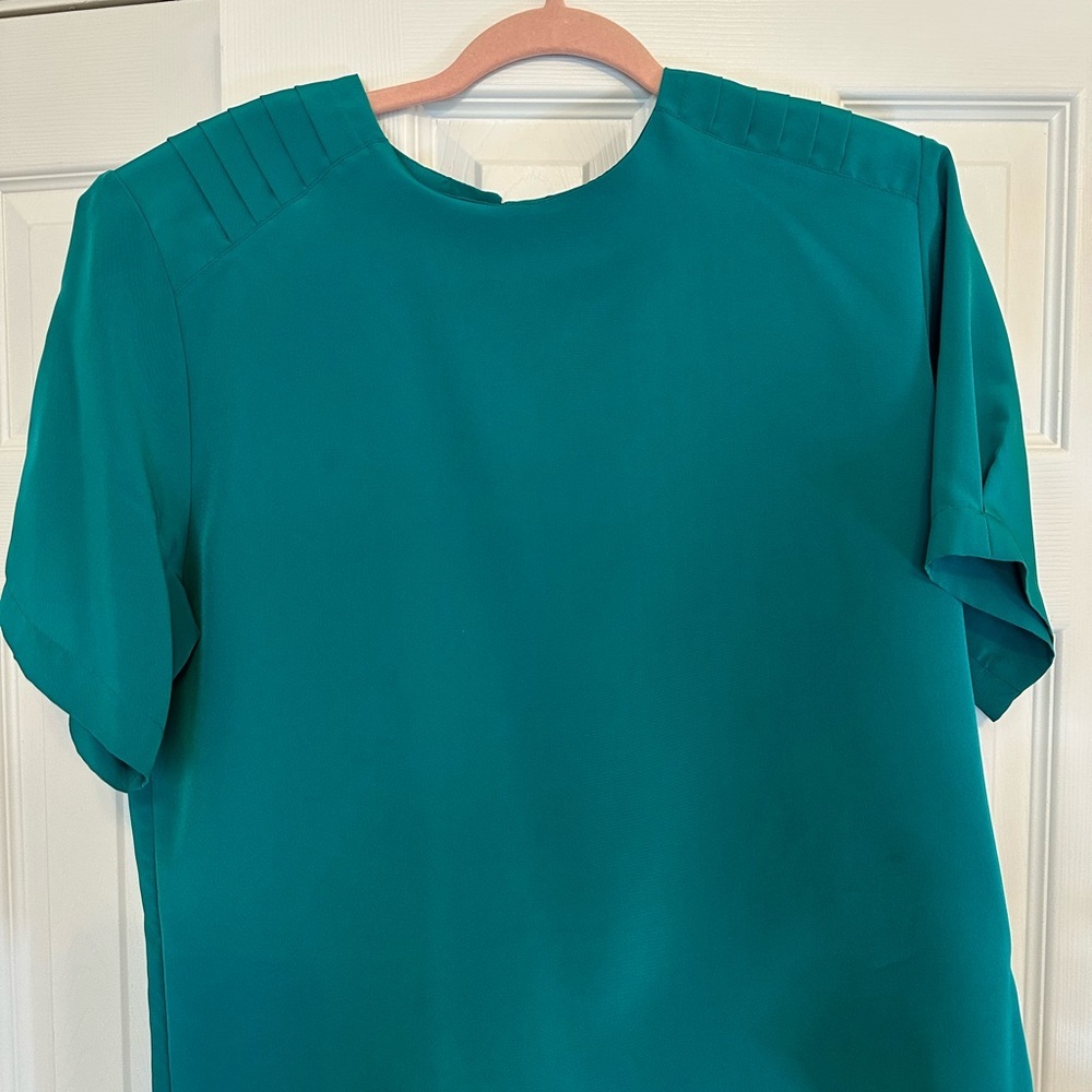 Vintage Christie & Jill Chic Women's Blouse - Red, Teal, Black, Peach Size XL - Picture 5 of 15
